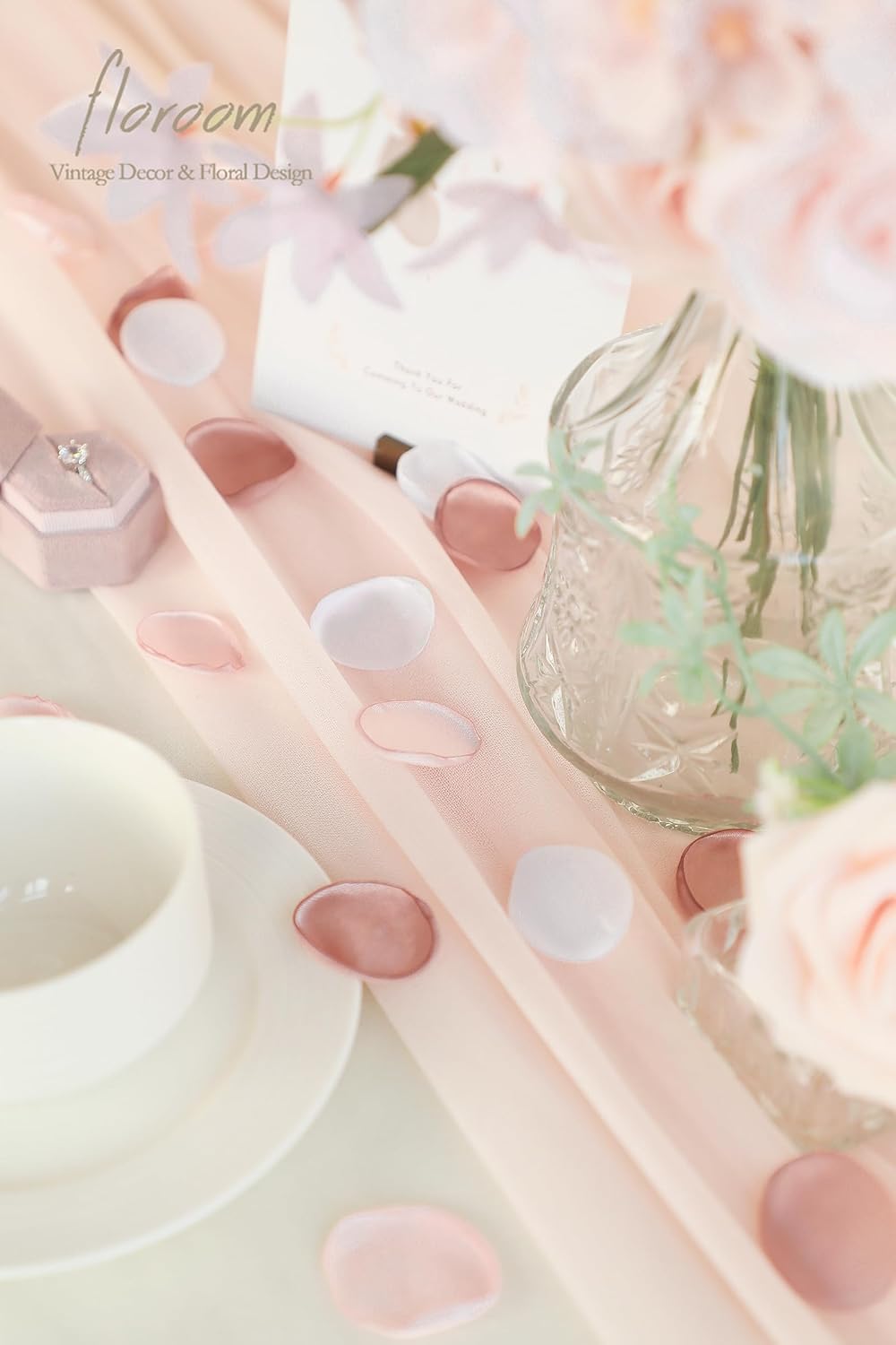 Floroom 300pcs Rose Petals Dusty Rose Blush Faux Silk Flower Petals for Wedding Flower Girl Basket