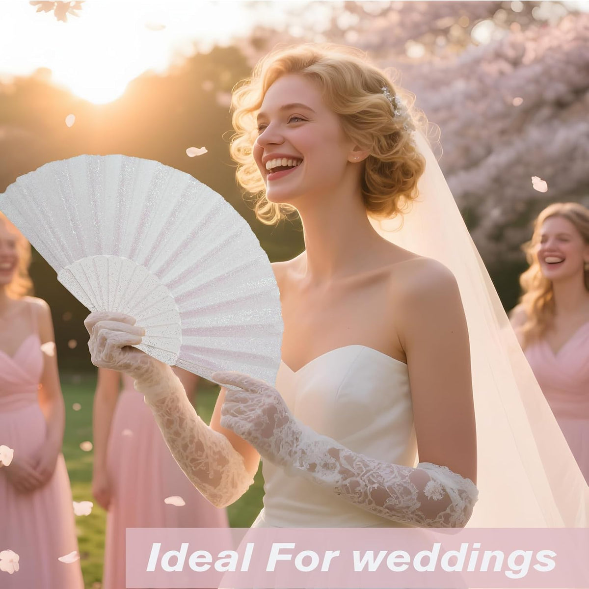 24 Pack Handheld Fan,Folding Hand Glitter fan with Shining Transparent Fan Rib – Ideal for Wedding