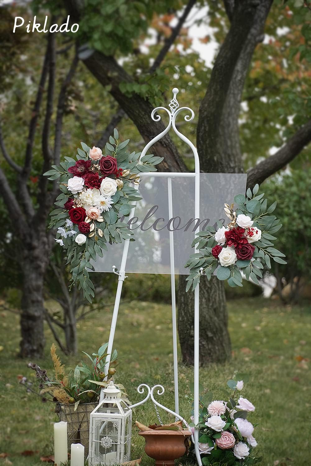 Faux Flower Swag Set of 2 for Wedding Welcome Signs Floral Swag Wedding Reception Ceremony Signs