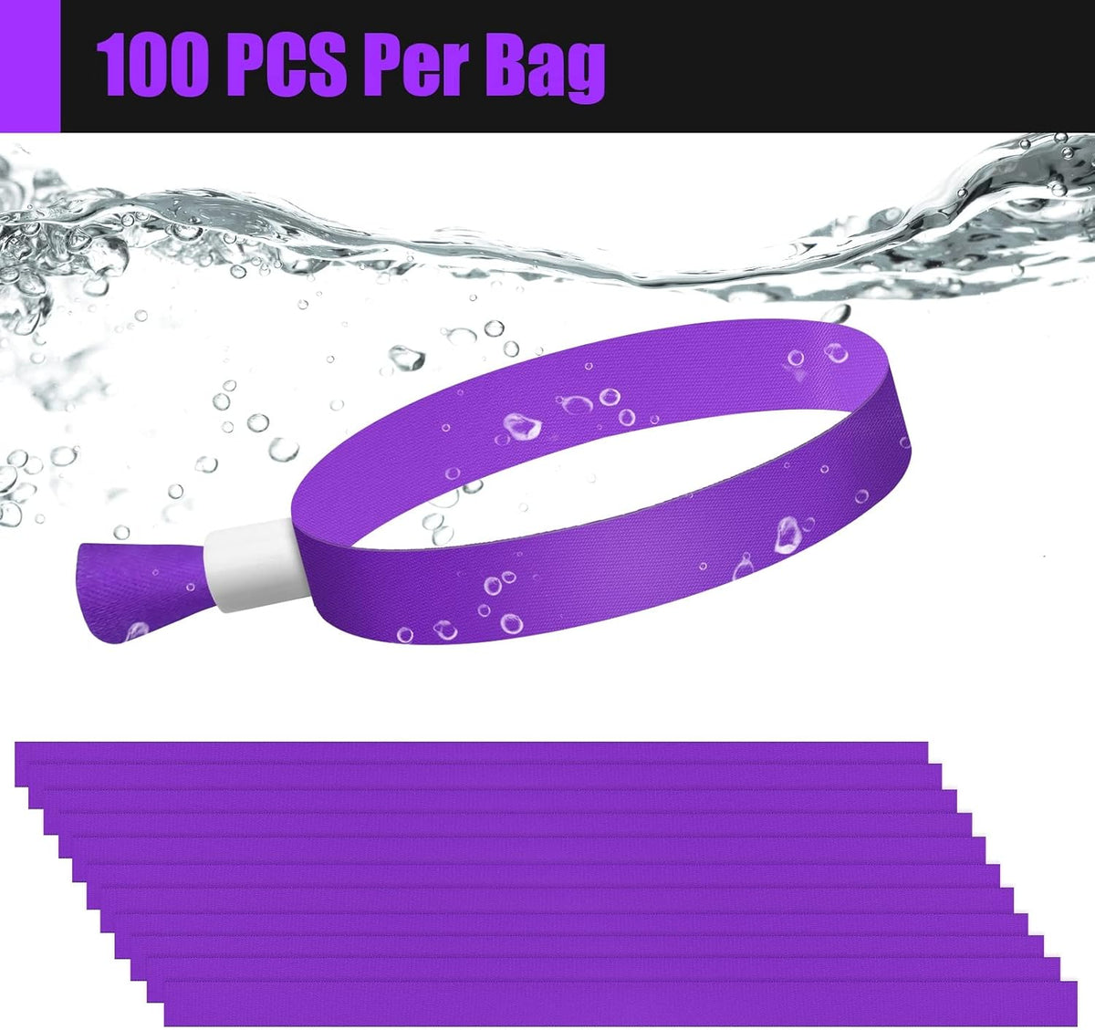 Green-Power America 100 Pcs Cloth Event Wristbands, Event Wristbands, Colored Wrist Bands for