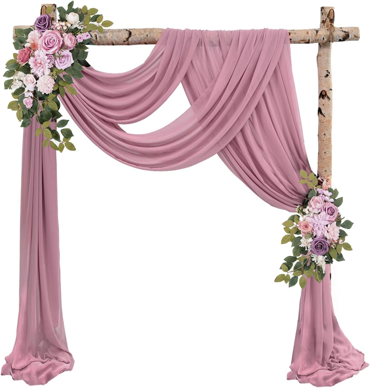 Dusty Rose Wedding Arch Draping Fabric 4 Panels 20Ft Length x 28" Width Arch Drapes Chiffon Fabric