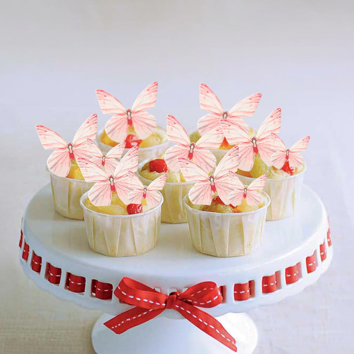 Ephlyn 72Pcs Edible Butterflies for Cake Decorating Pink Butterfly Cake Decorations Pink