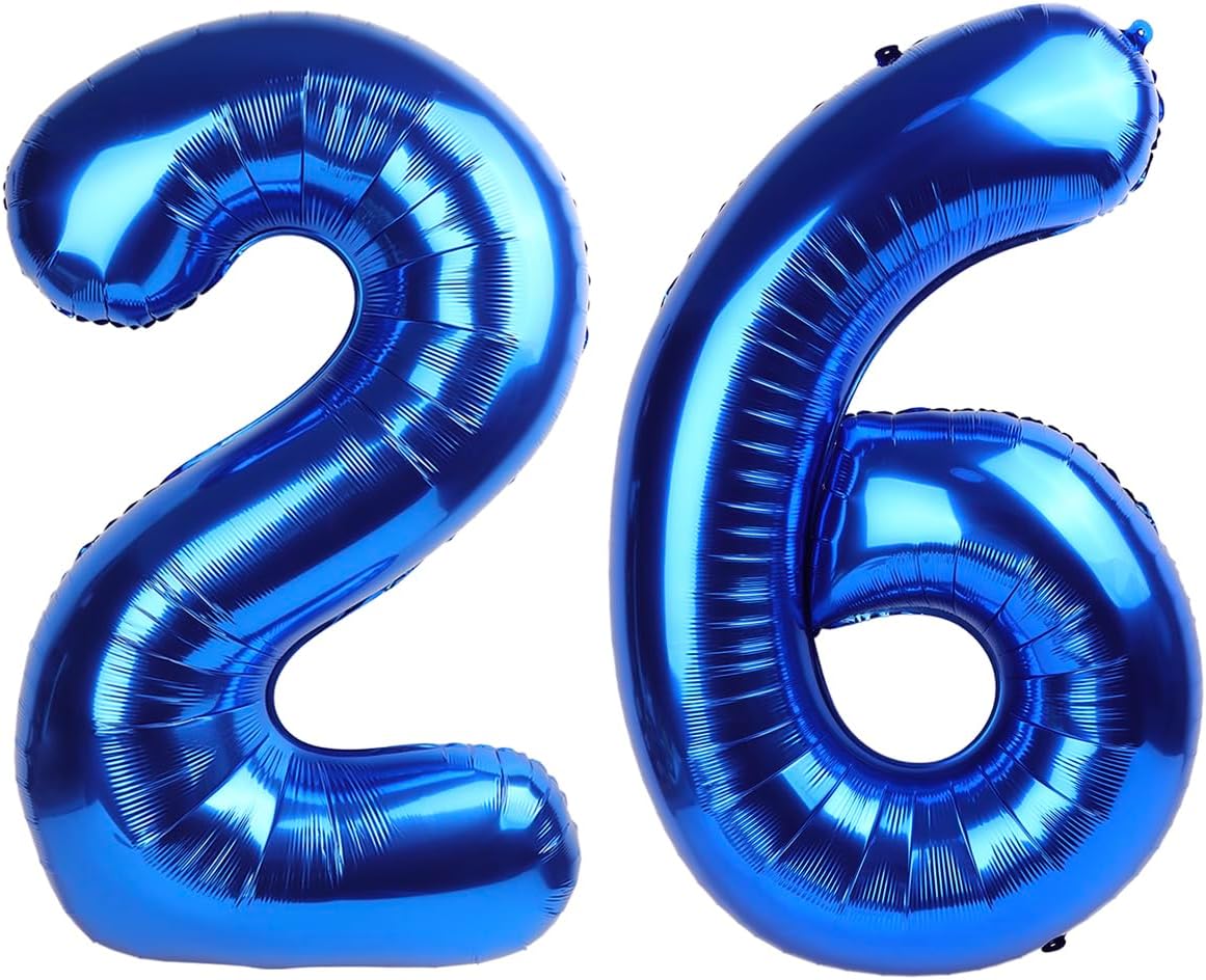 Giant Navy Blue 26 Balloon Number 40 Inch, 26 Number Balloons Birthday Supplies, 26 Year Old