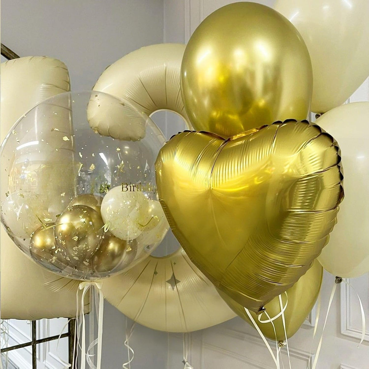 Gold Heart Balloons,12Pcs 18 Inch Metallic Gold Foil Love Heart Shaped Balloons for Birthday Party