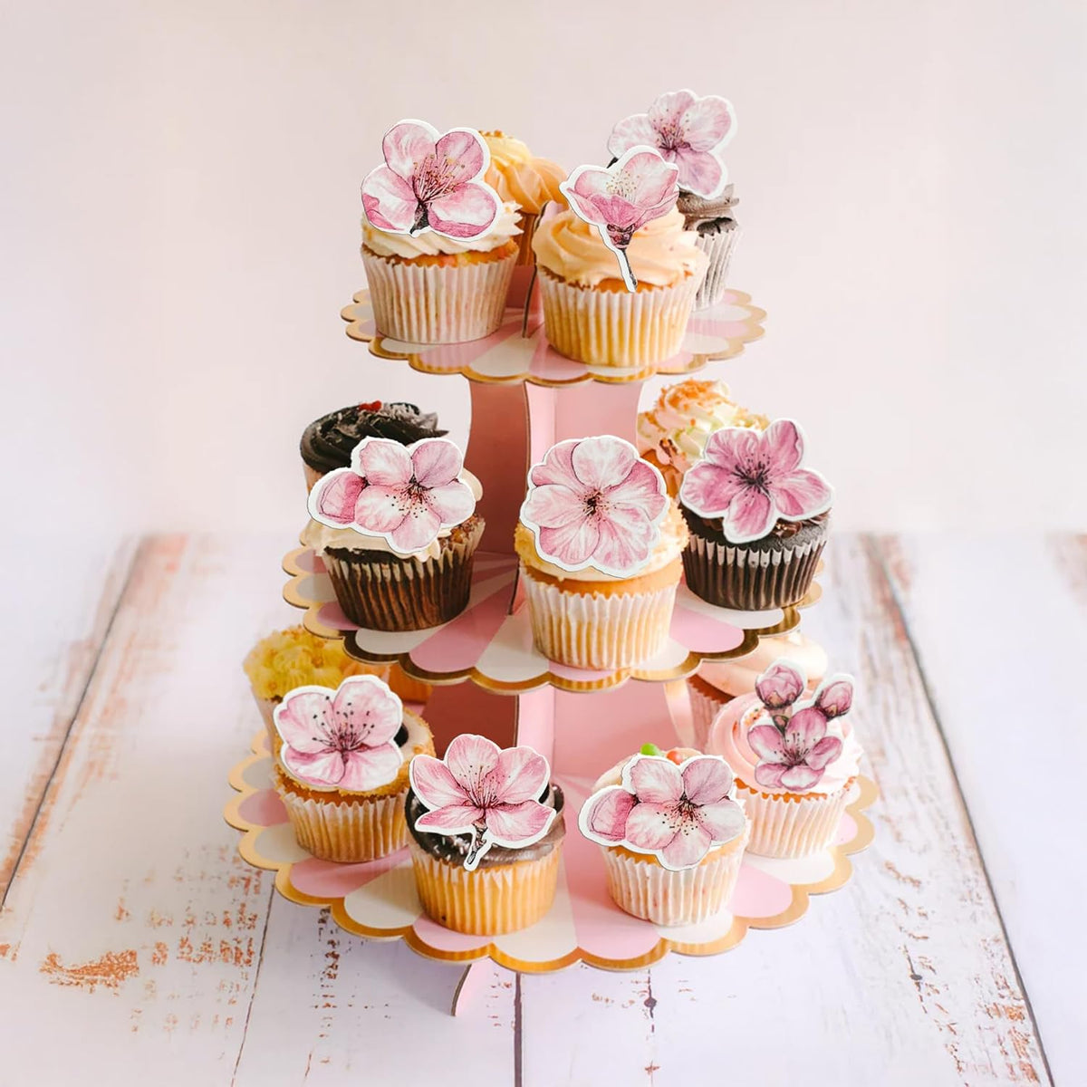 Ephlyn 50Pcs Edible Flowers Cake Topper Cupcake Toppers Wedding Themed Party Baby Shower Birthday
