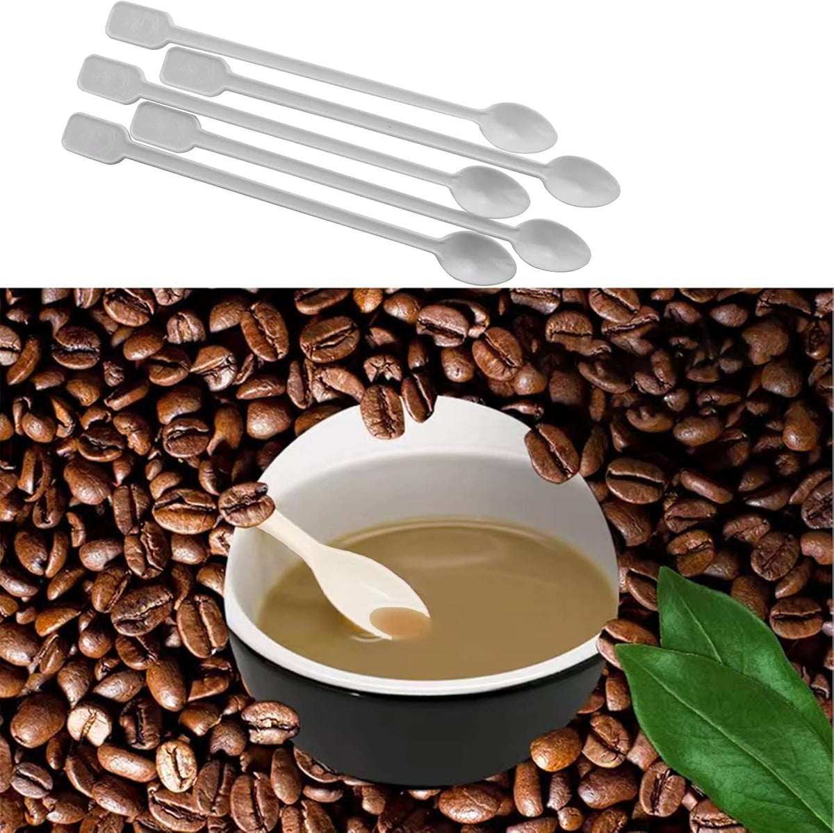 Coffee Spoon 500 PCS Disposable Tiny Coffee Tea Spoon White Plastic Stir Cocktail Sticks Mini Tea