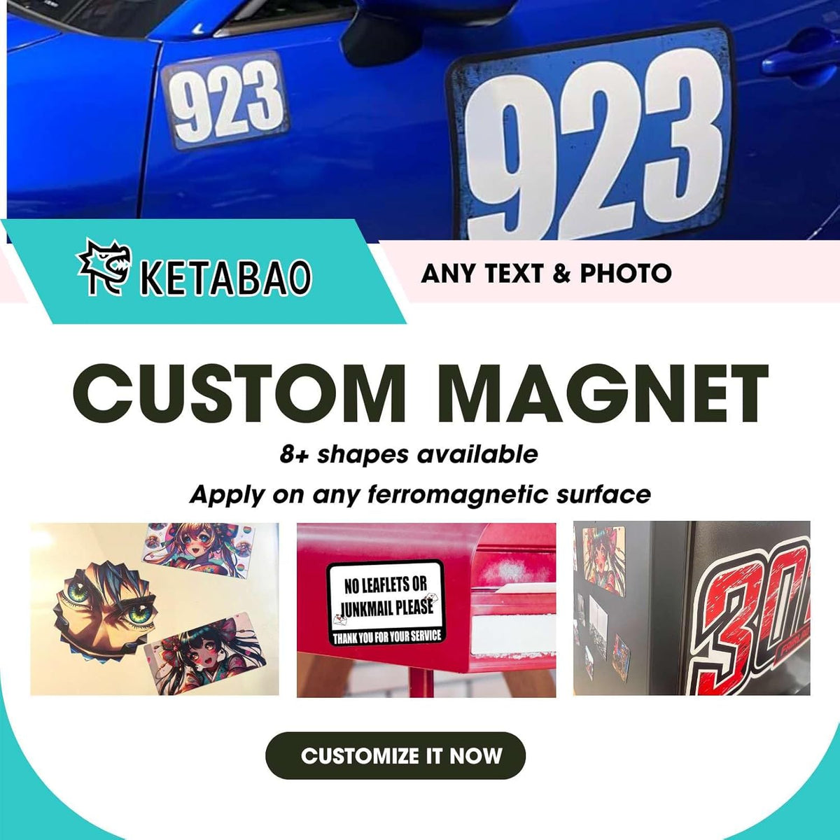 KETABAO – 11" Customized Photo Heart Magnets for Refrigerators and Cars – Personalized Magnetic