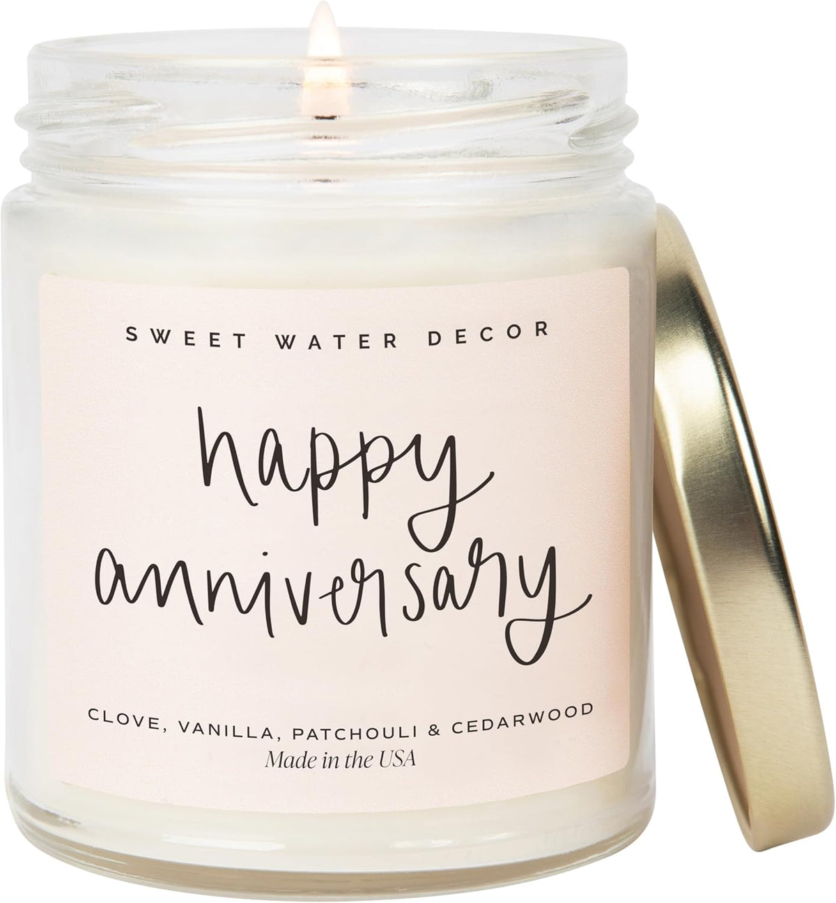 Sweet Water Decor Happy Anniversary Candle - Scented Candle for Home - 9oz Clear Jar with 40 Hour