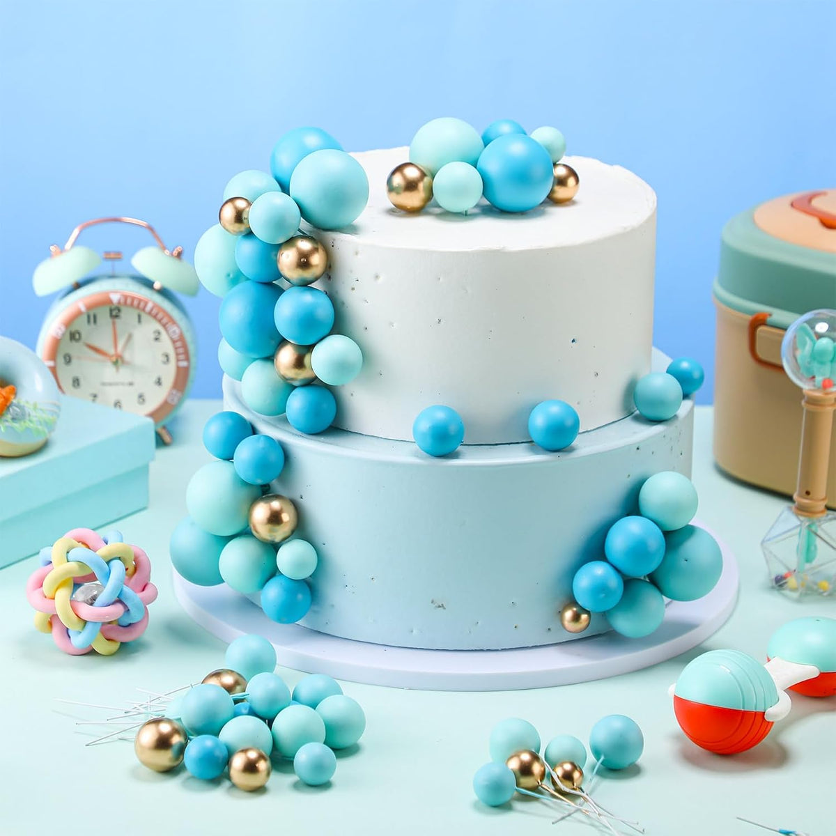 Tondiamo 108 Pcs Balls Cake Topper DIY Cupcake Insert Foam Balloons for Cake Baking Wedding