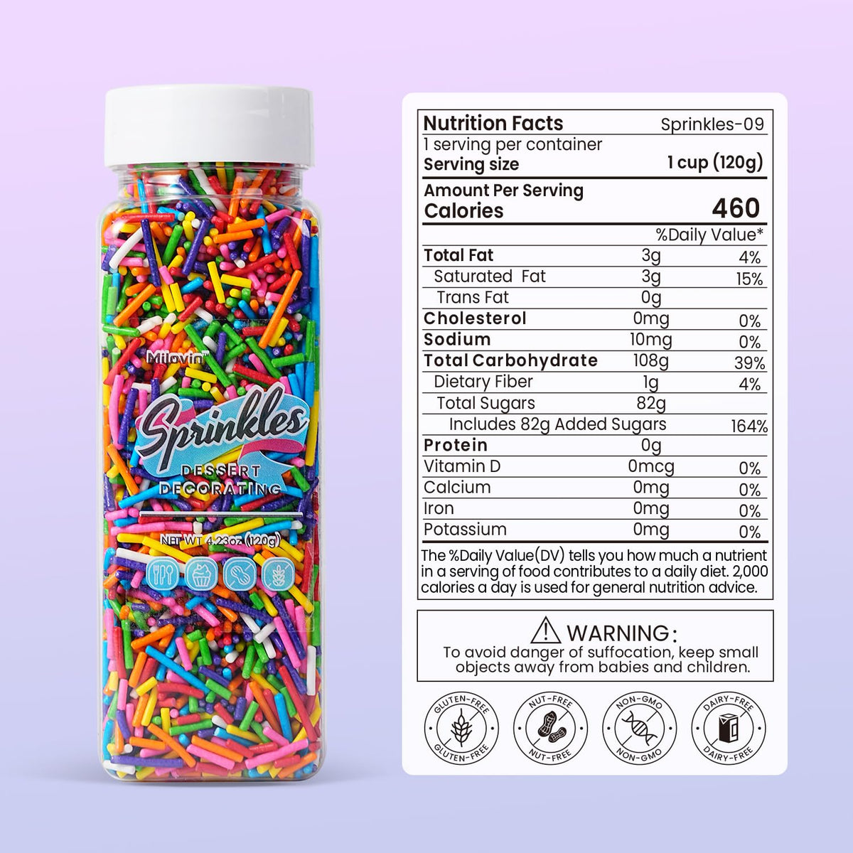 Edible Rainbow Sprinkles for Cake Decorating, 4.23oz Jimmies Sprinkles, Jimmies for Cookies, Cake