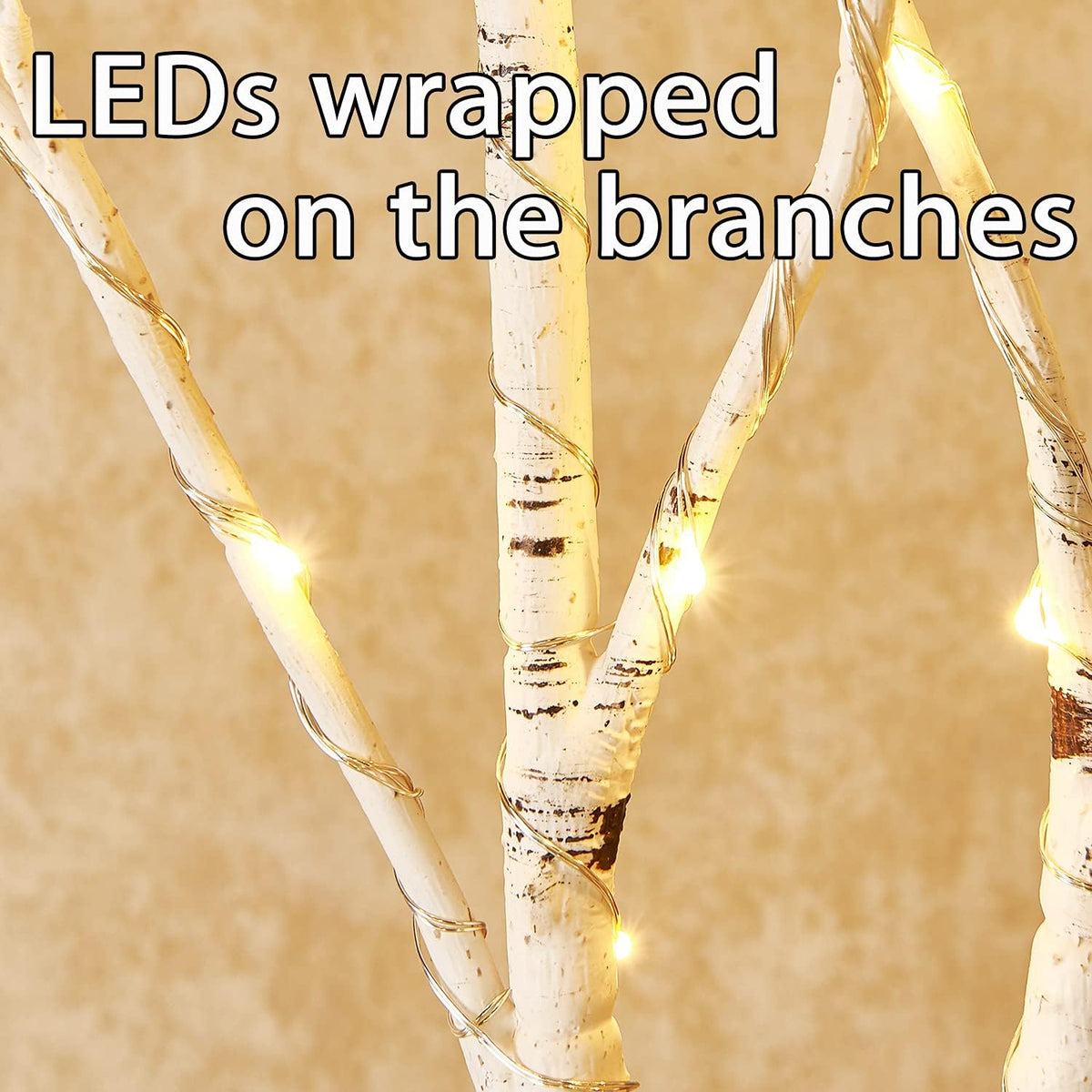 Fudios Lighted White Birch Branches with 100 Multicolor LED Fairy Lights 32in 8 Fuctions, Battery