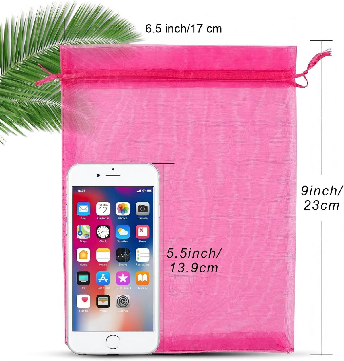 ANZNKU 100 Pcs Sheer Organza Bags 6x9 inches Mesh Drawstring Bag, Small Mesh Bag for Gifts, Large