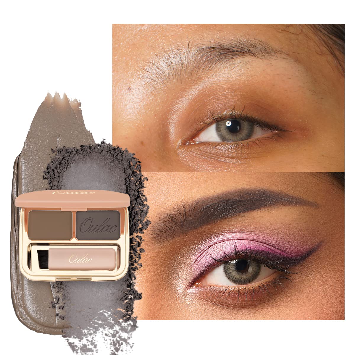 Oulac Waterproof Eyebrow Powder Kit with Brow Brush 2 in1 Long Lasting Instant Eyebrow Pomade &