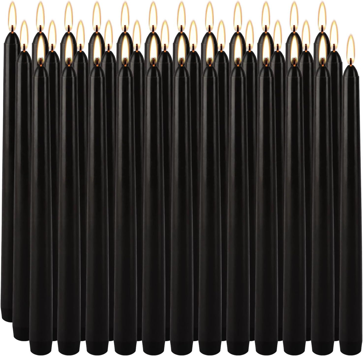 36-Pack 10-Inch Black Taper Candles - Drip-Free Unscented, Long Burning for Dinner Parties