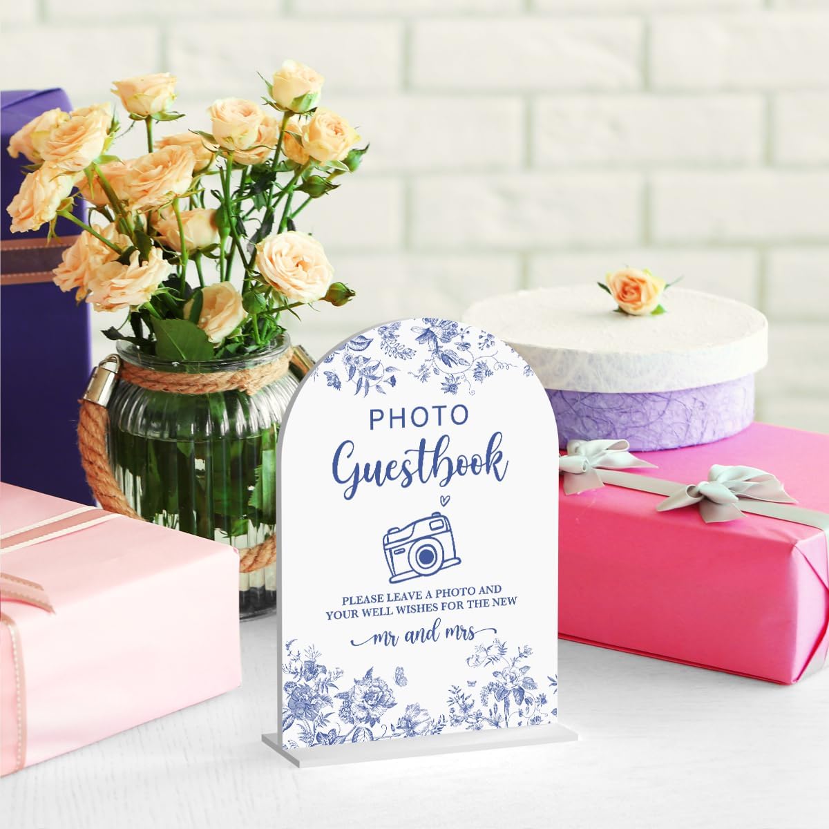 Acrylic Wedding Signs, Dusty Blue Wedding Decor, Blue Weddings Decor, Photo Guestbook Signs for