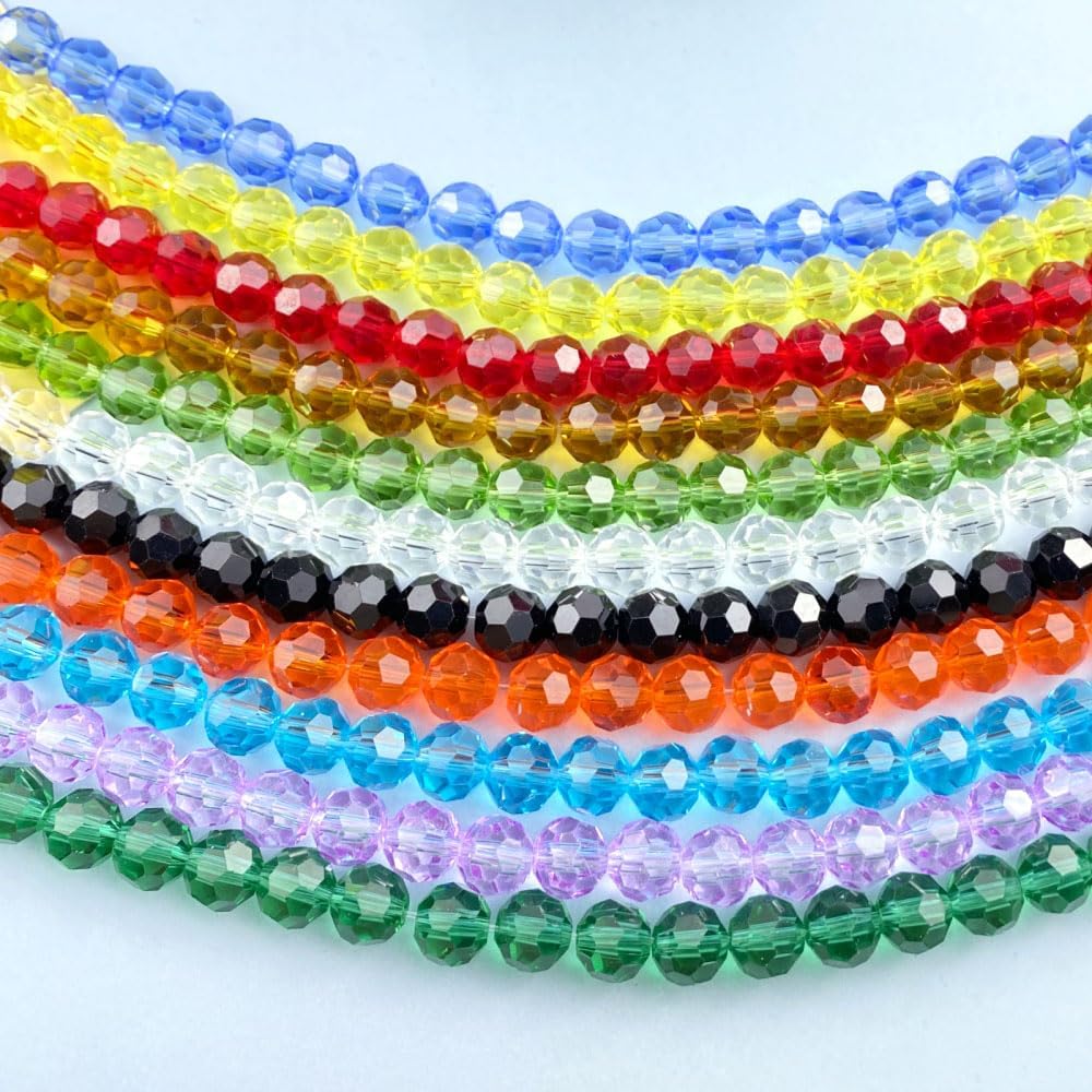 50 PCS 10mm Crystal Glass Beads Round Multiple Faceted Loose Spacer Glass Beads for DIY Handcrafte