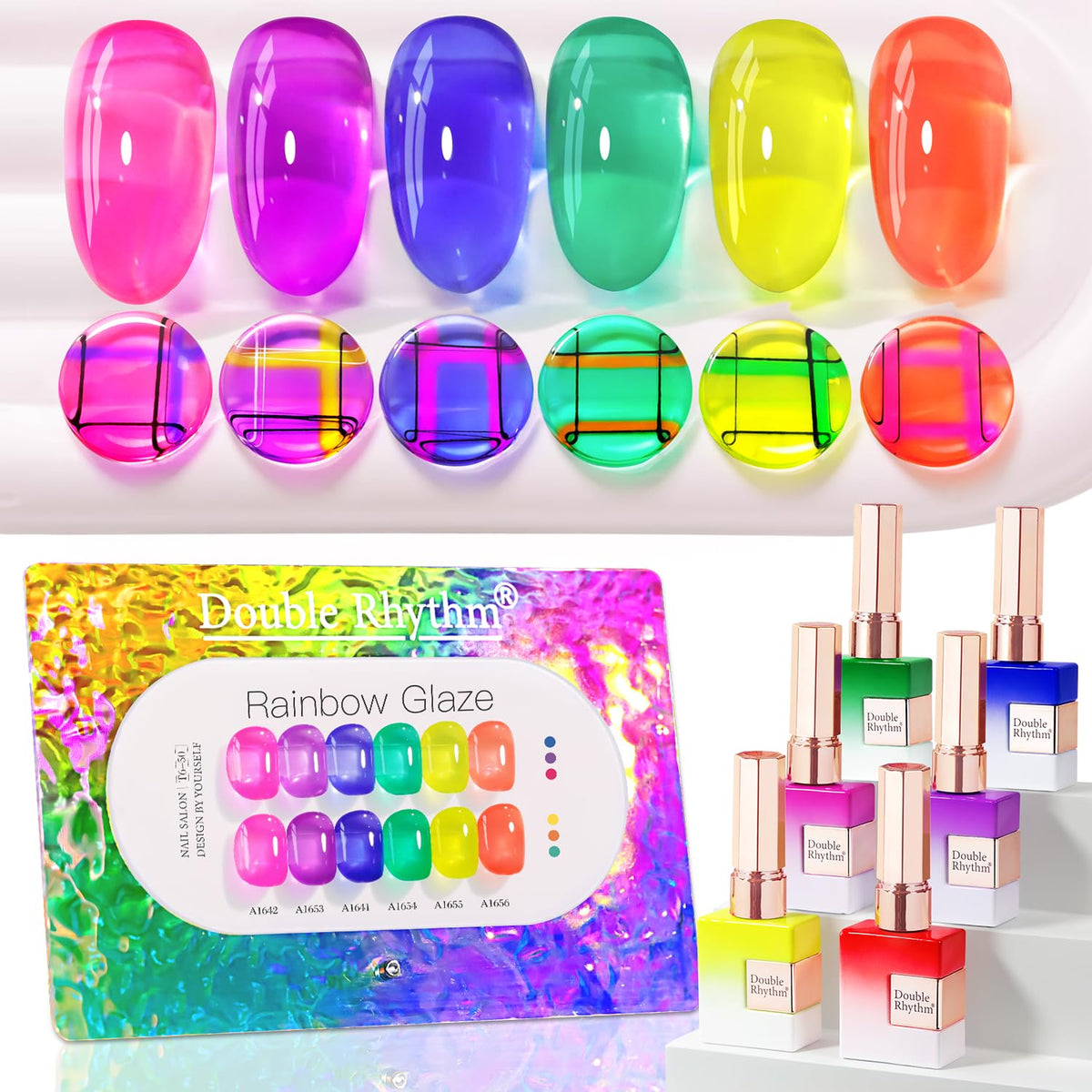 Double Rhythm 6 Pcs 15 ML Gel Polish Set Same Color Same Bottle Soak Off Jelly Neon Gel Polish Kit