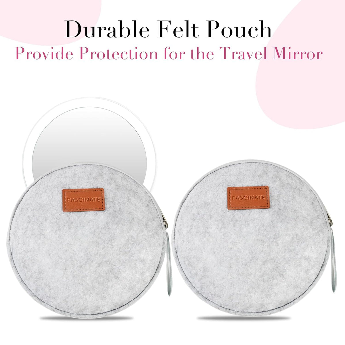 FASCINATE Magnifying Mirror with Light 10X/1X, Double Sided Travel Mirror with Light, Rechargeable