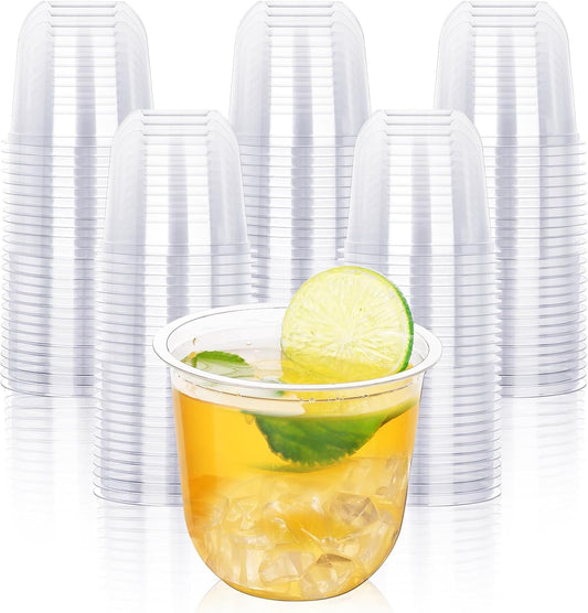 KesaPlan 100 Pcs 12oz Plastic Clear Cups, Disposable Wine Cocktail Glasses