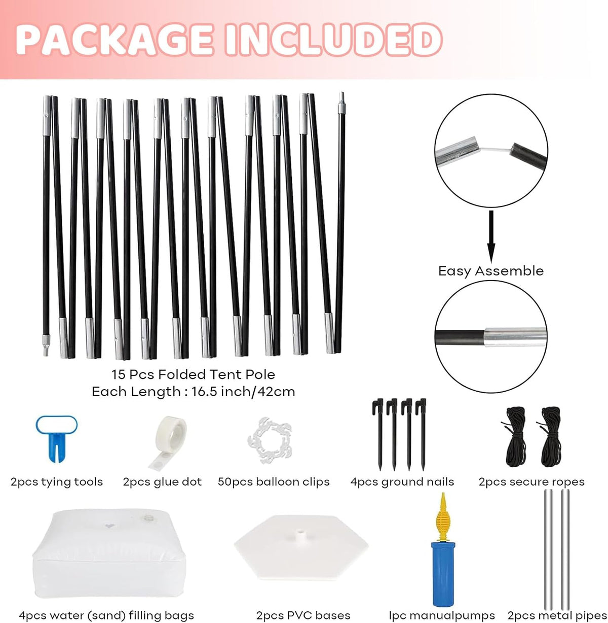 Paready Black Balloon Arch Stand Kit, Adjustable Balloon Arch Stands for Floor Garden Arbors