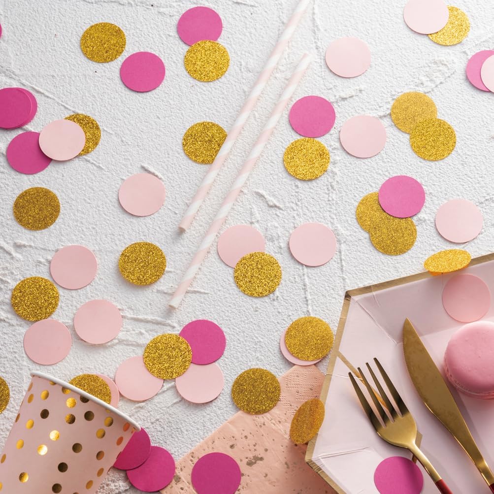 Hot Pink Gold and Pink Confetti Table Decoration for Valentine's Day Baby Shower Bridal Hen