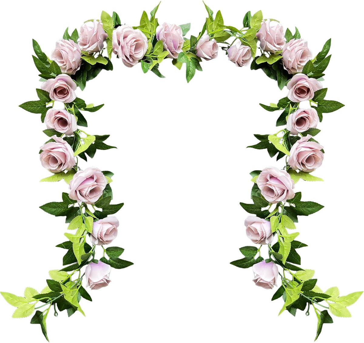 UKELER 2 Pack Artificial Floral Garland Total 14FT Rose Flower Vines Hanging Flower Plants for Home