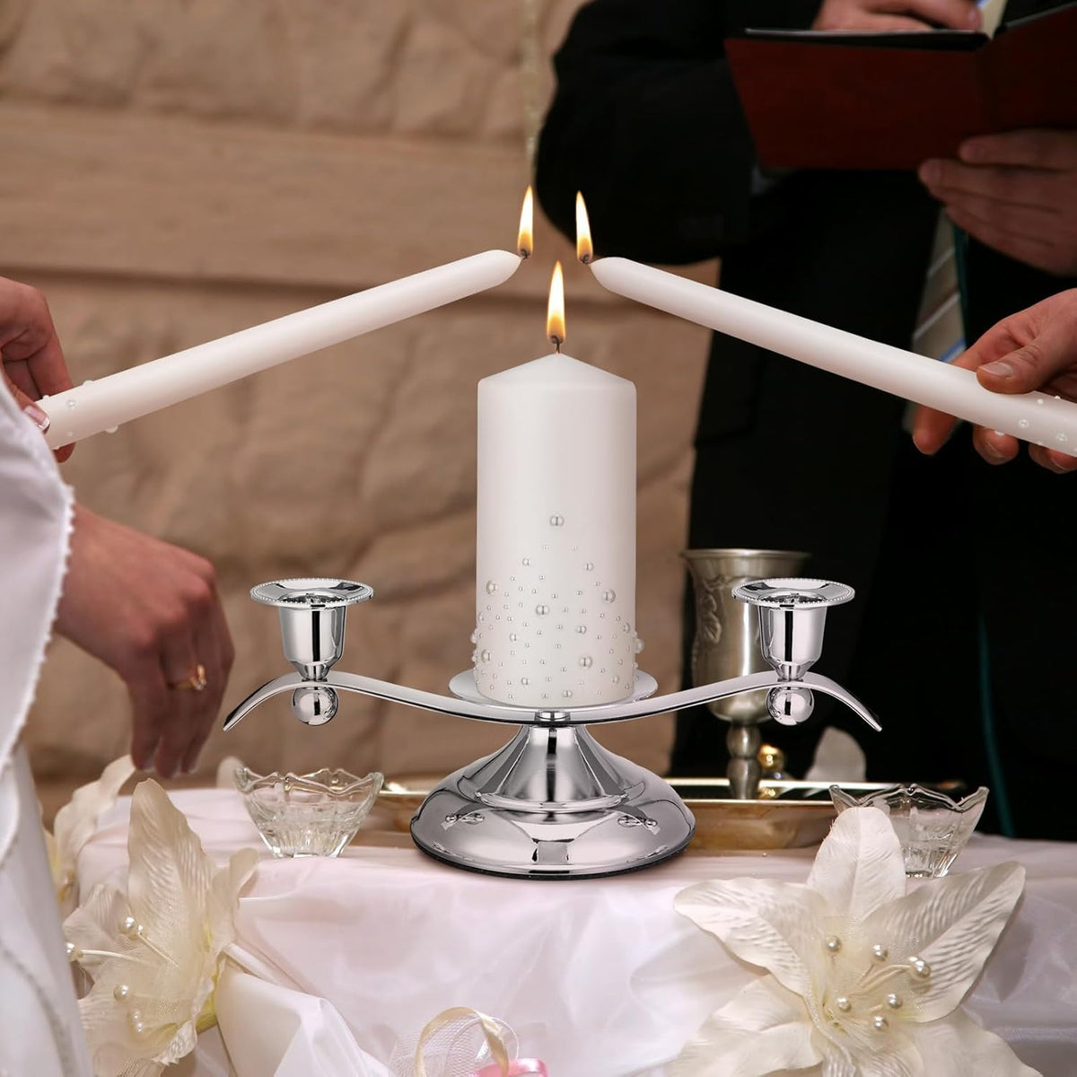 Irenare Unity Candles with Holder for Wedding Ceremony Wedding Decortions Accessories Glass Candle