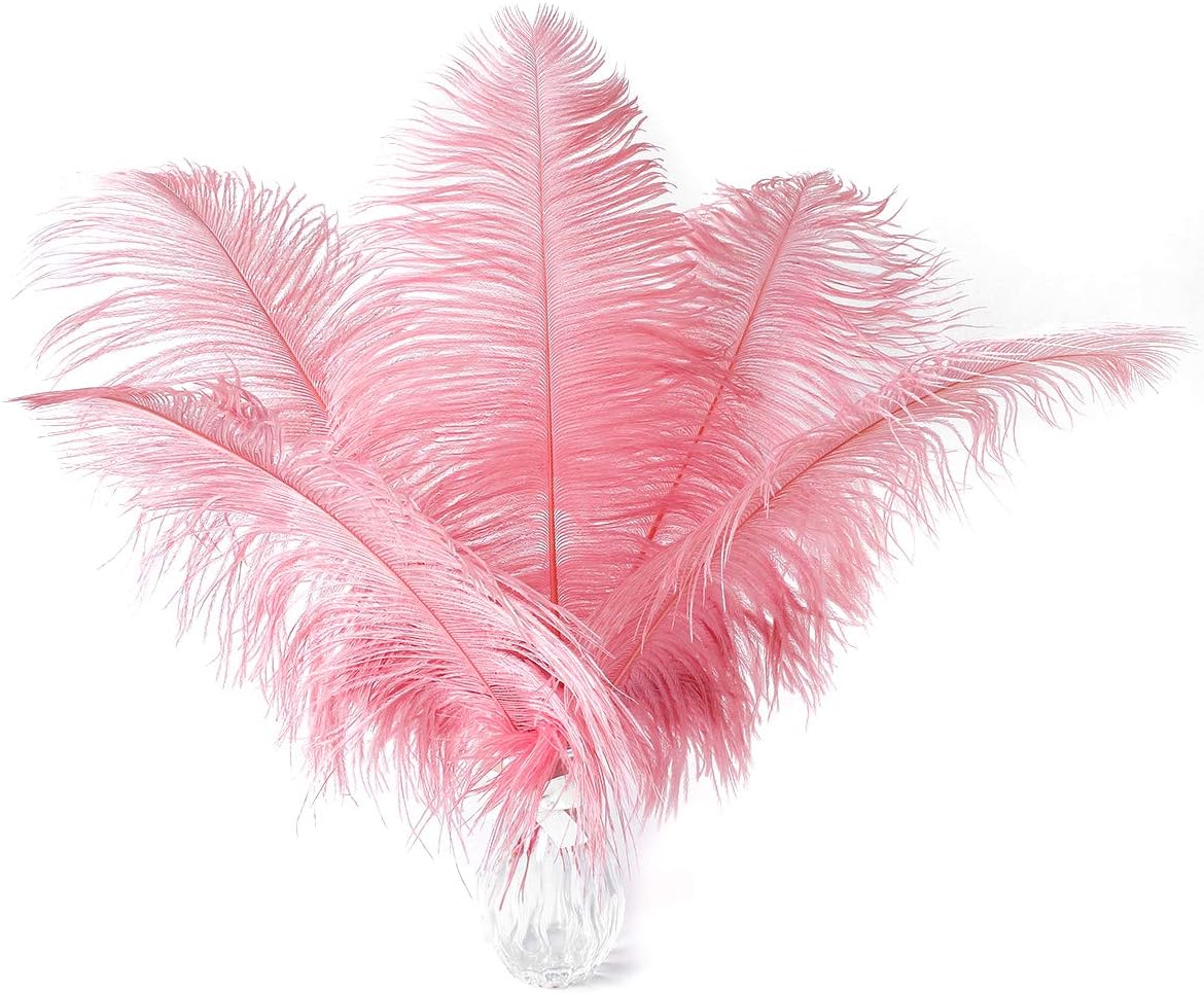 Ballinger Lotus Pink Ostrich Feathers - 24Pcs 8-10inch Feathers for Crafts,Party