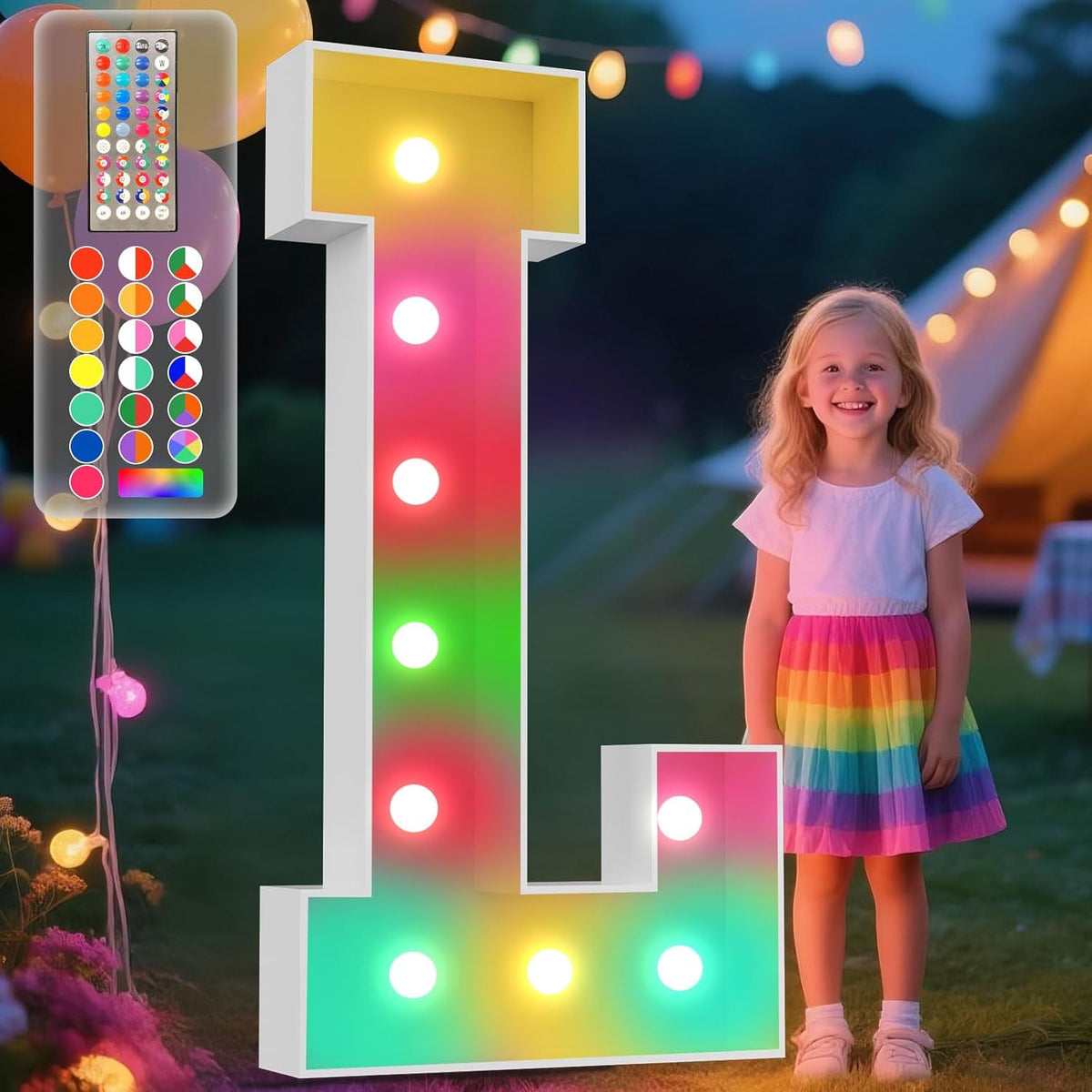 Ledido 4FT Marquee Light Up Letters, 34 Colors Changing Marquee Letter 4 Feet Tall with Remote, Big