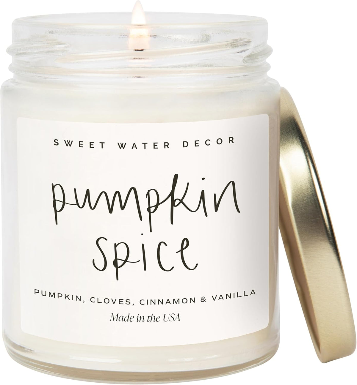Sweet Water Decor Pumpkin Spice Candle - Fall Candles with Pumpkin, Clover, Cinnamon & Vanilla