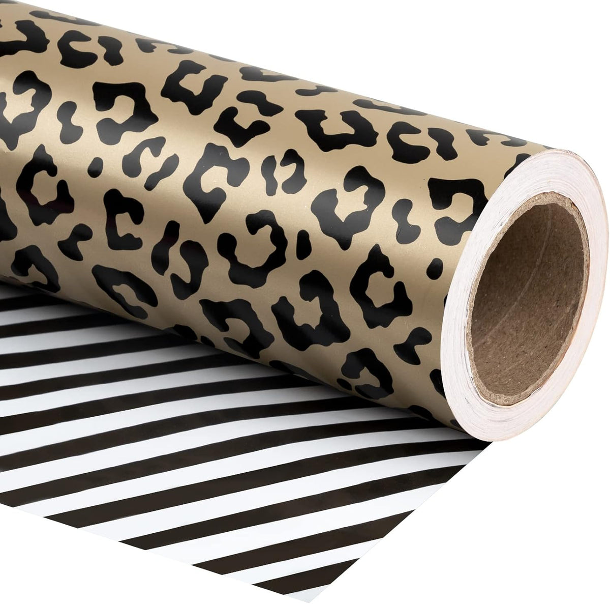 WRAPAHOLIC Reversible Leopard Wrapping Paper - Mini Roll - 17 Inch X 33 Feet - Leopard Print with