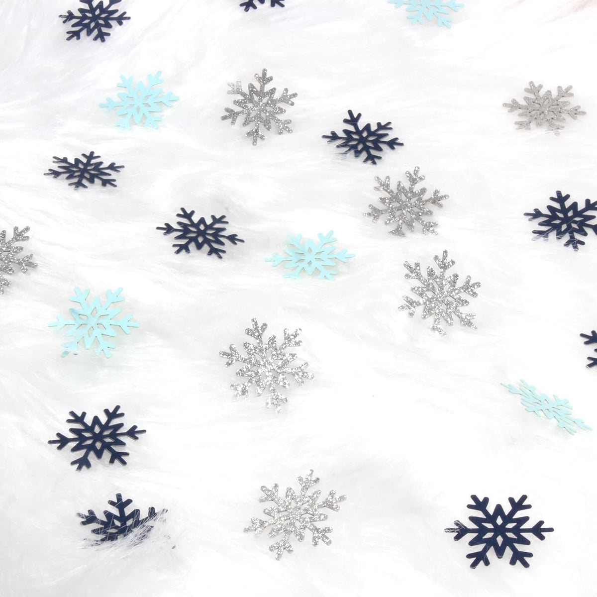 200PC Blue Silver Snowflakes Confetti Winter Wonderland Baby Shower Decorations Boy First Birthday