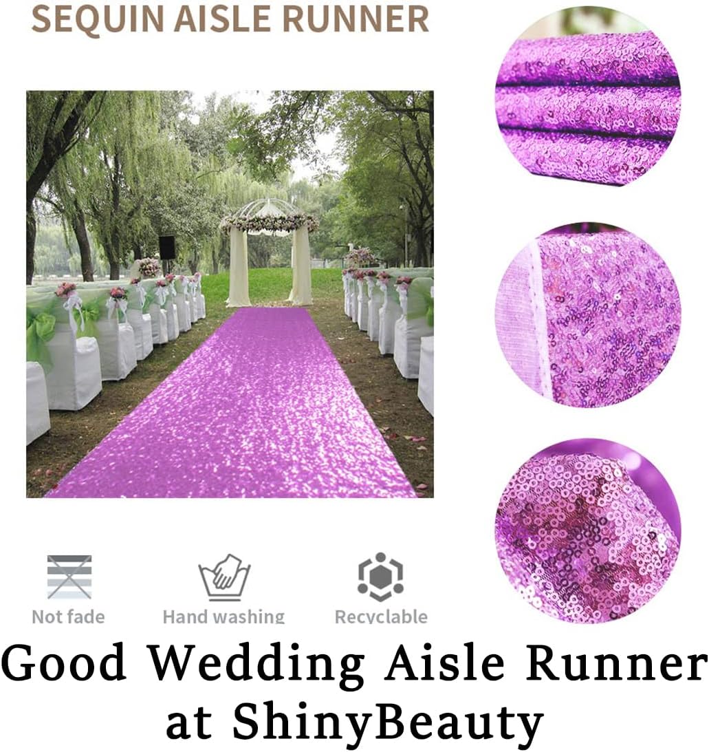 ShinyBeauty Lavender Carpet Runner for Party 2x15Ft Sequin Aisle Runners for Weddings Sparkly Floor