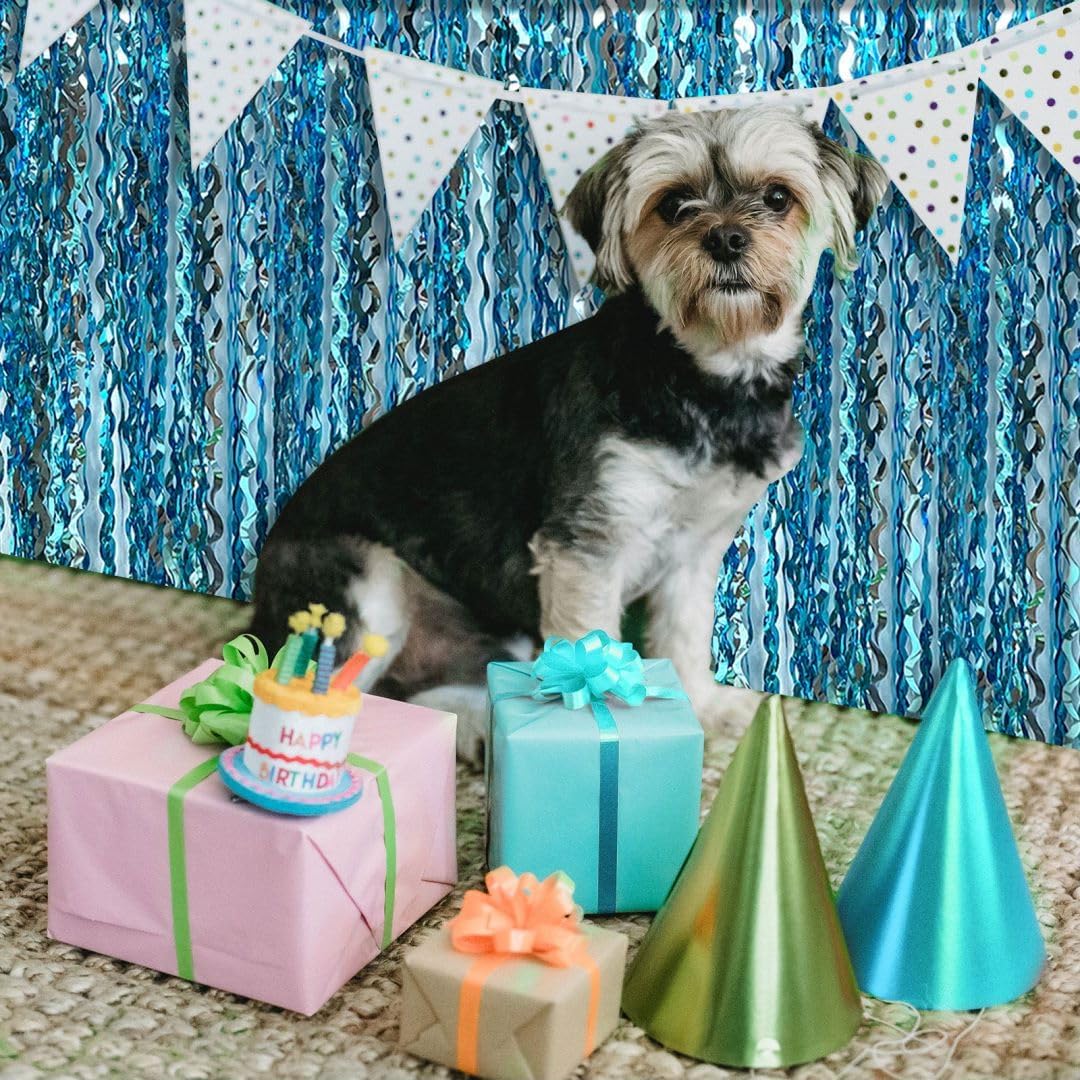 Wave Foil Fringe Curtain Blue Streamers Photo Backdrop Blue Birthday Party Supplies Frozen Birthday