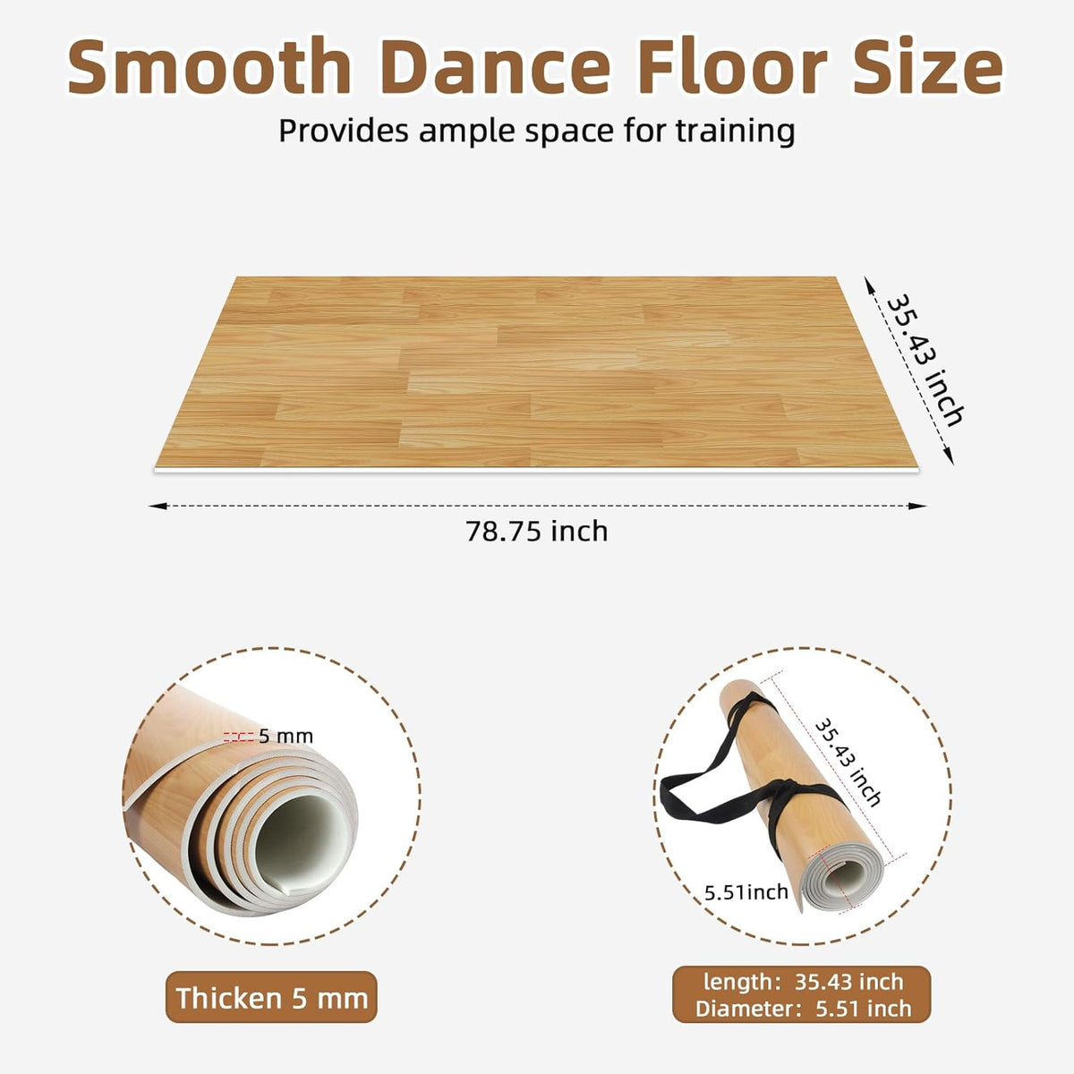 Dance Floor Mat Non-Slip with Shoulder Strap Portable and Dance Resistance Band, Dance Floor for