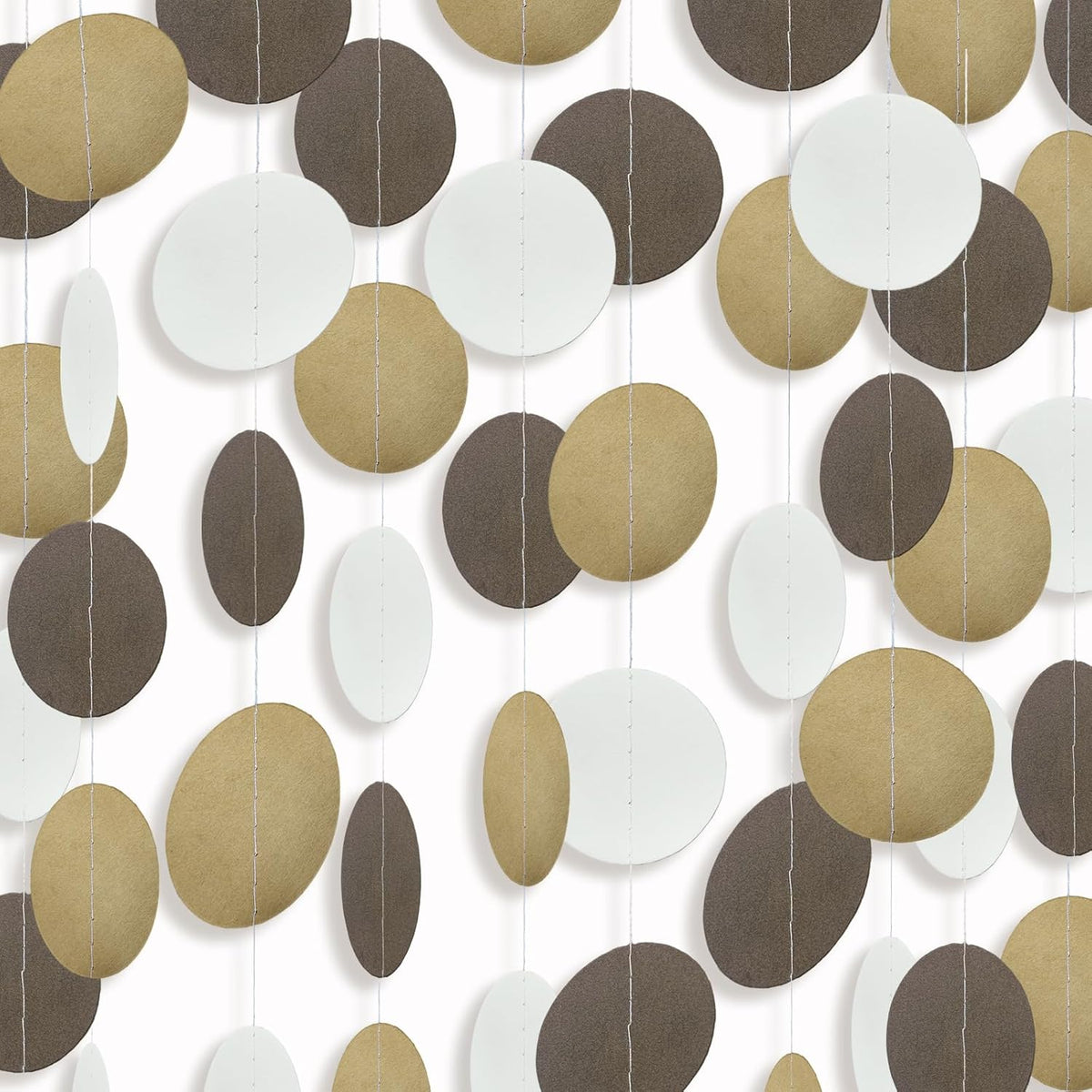 MerryNine Paper Garland 5 Pack, 50ft Glitter Paper Garland Circle Dots Hanging Decor, Banner for