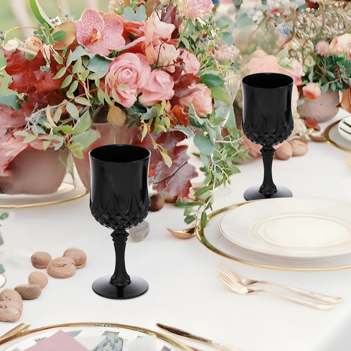 JLYLOL Plastic Vintage Wine Glasses 7OZ Plastic Goblets Vintage Drinking Glasses 48PCS Retro