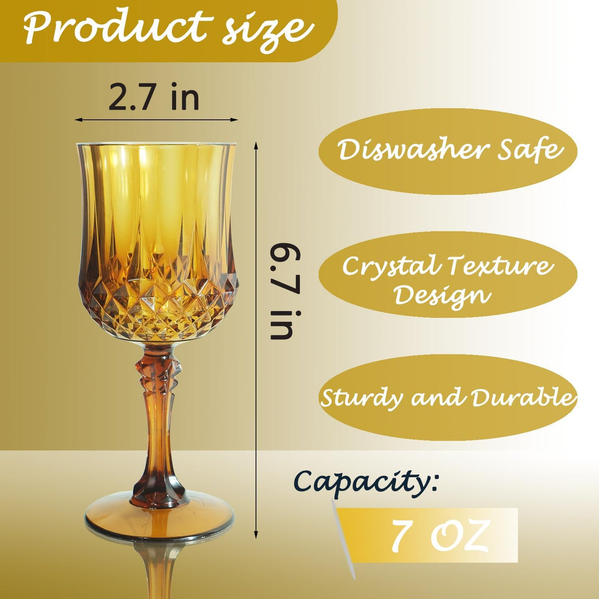 Plastic Wine Glasses，Plastic Goblets Vintage Style Cordial Drinking Glasses for Wedding Reception