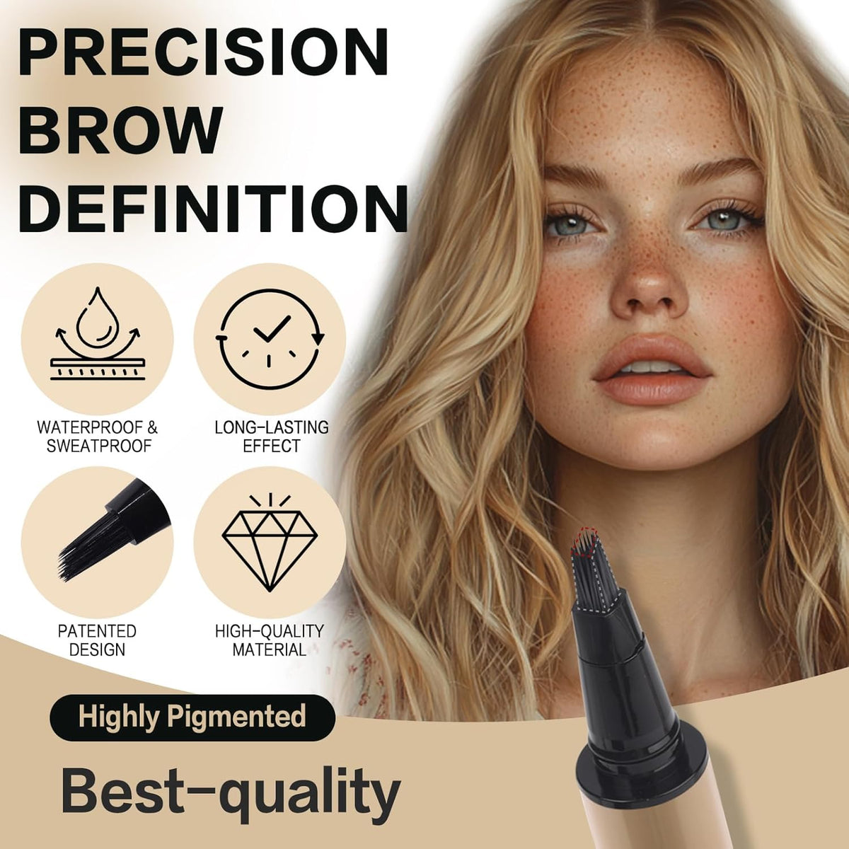 Microblading Brow-Fection Brow Eyebrow Pencil – Angled Brush Tip, Wild Natural Hair-Like Strokes