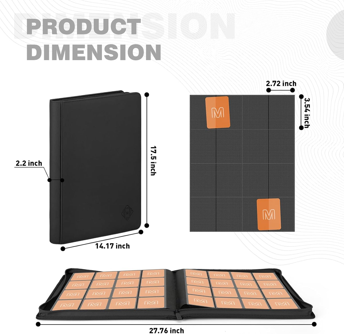 Premium Card Binder 16 Pocket,Trading Card Binder Holds up to 1000+Cards Sturdy Card Collection