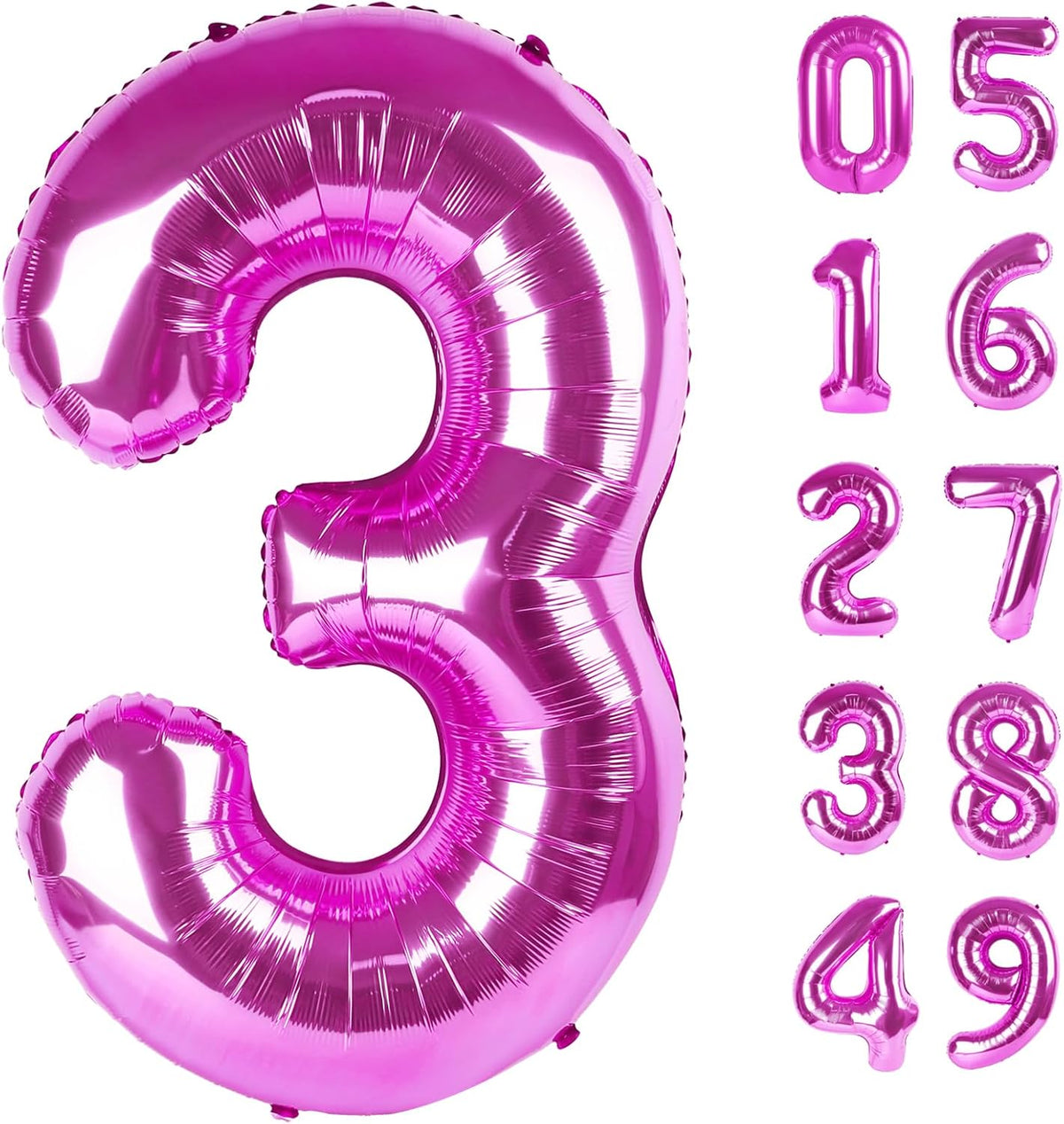 40 Inch Rosy Purple 3 Large Number Balloon, 3 13 23 30 33 36 Rosy Purple Birthday Party