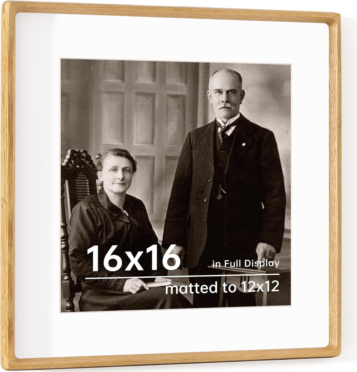 16x16 Picture Frame USA-Sourced Natural White Oak Wood Solid Original Wood Photo Frame Rounded