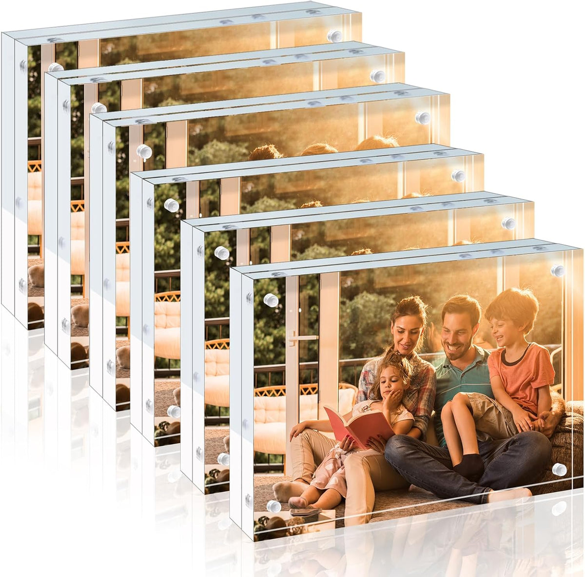 Egofine Acrylic Frames 6 Pack, 4x6 and 5x7 Combinations, 20mm Thicker Frameless Clear Picture