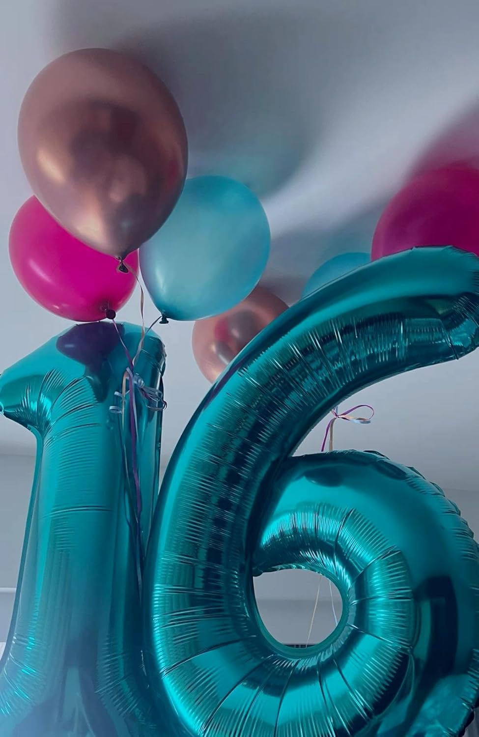 2026 Blue 40 Inch Mylar Foil Number 6 Balloon, Birthday Balloons for 6 16 Boy Girl Party