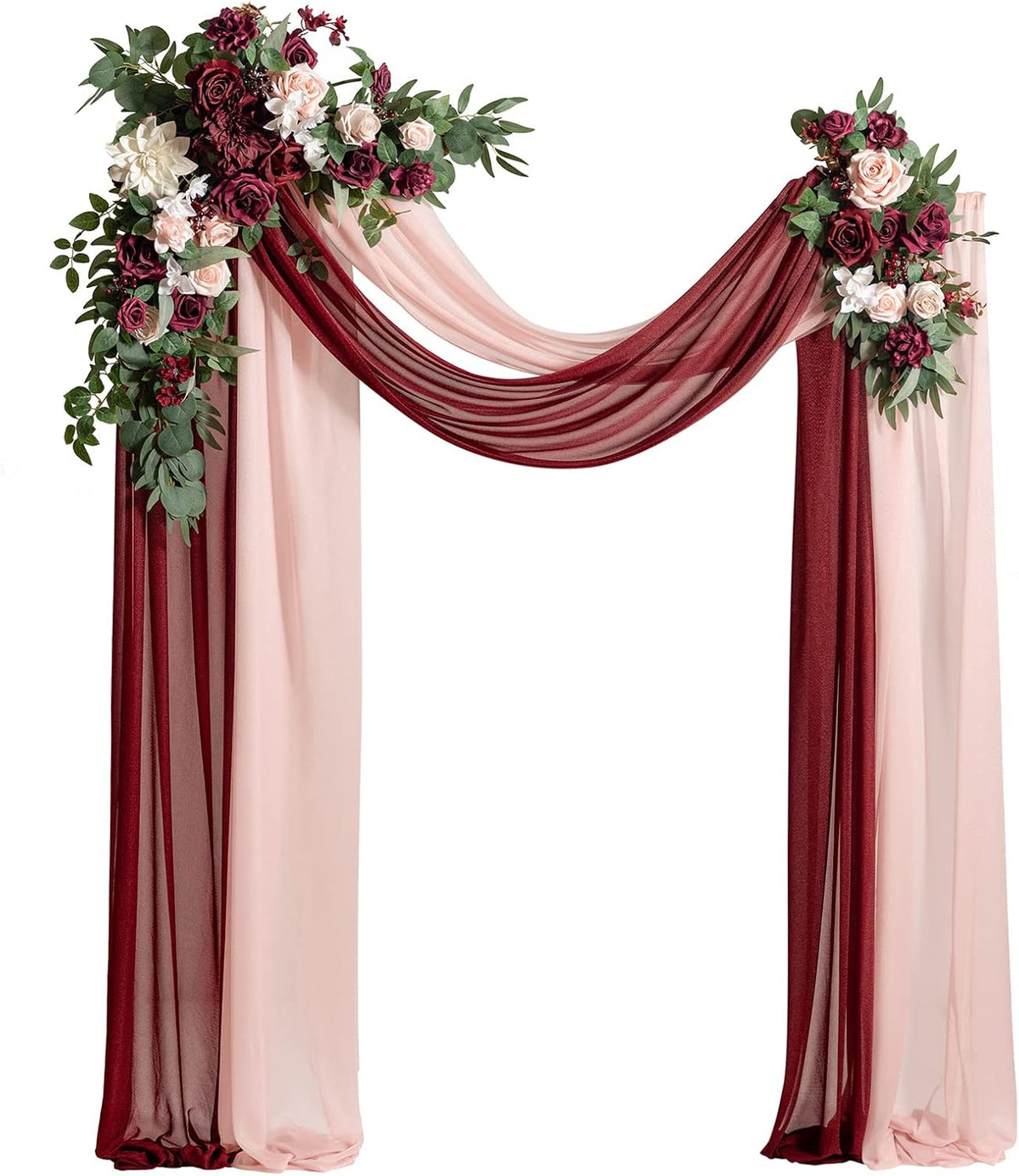 Ling's moment Red Pink Blush Artificial Wedding Arch Flowers Kit Pack of 4, 2pcs Hanging Flower