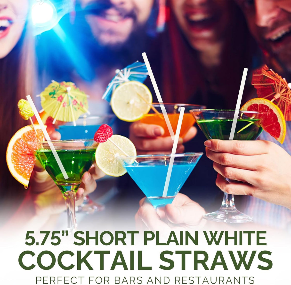 [500 Bulk] 5.75 inch White Small Paper Straws for Kids, Milk Cartons, Cocktail, Coffee, Short