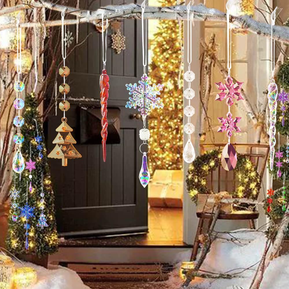 Lanpn 26 Pcs Christmas Ornaments Crystal Christmas Tree Decoration, Hanging Clear Acrylic Snowflake