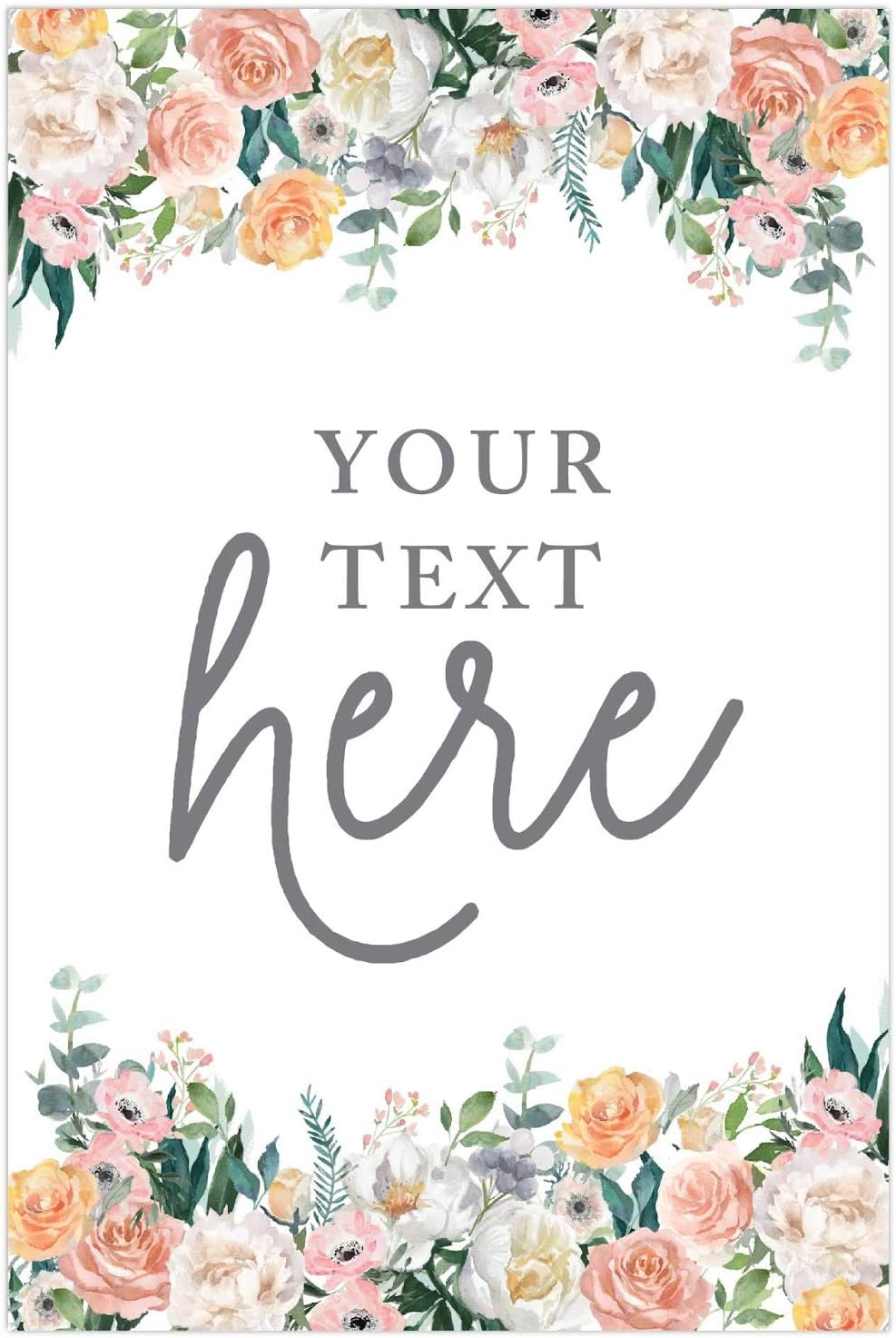 Andaz Press Personalized Extra Large Wedding Easel Board Party Sign, 12x18-inch, Peach Coral Floral