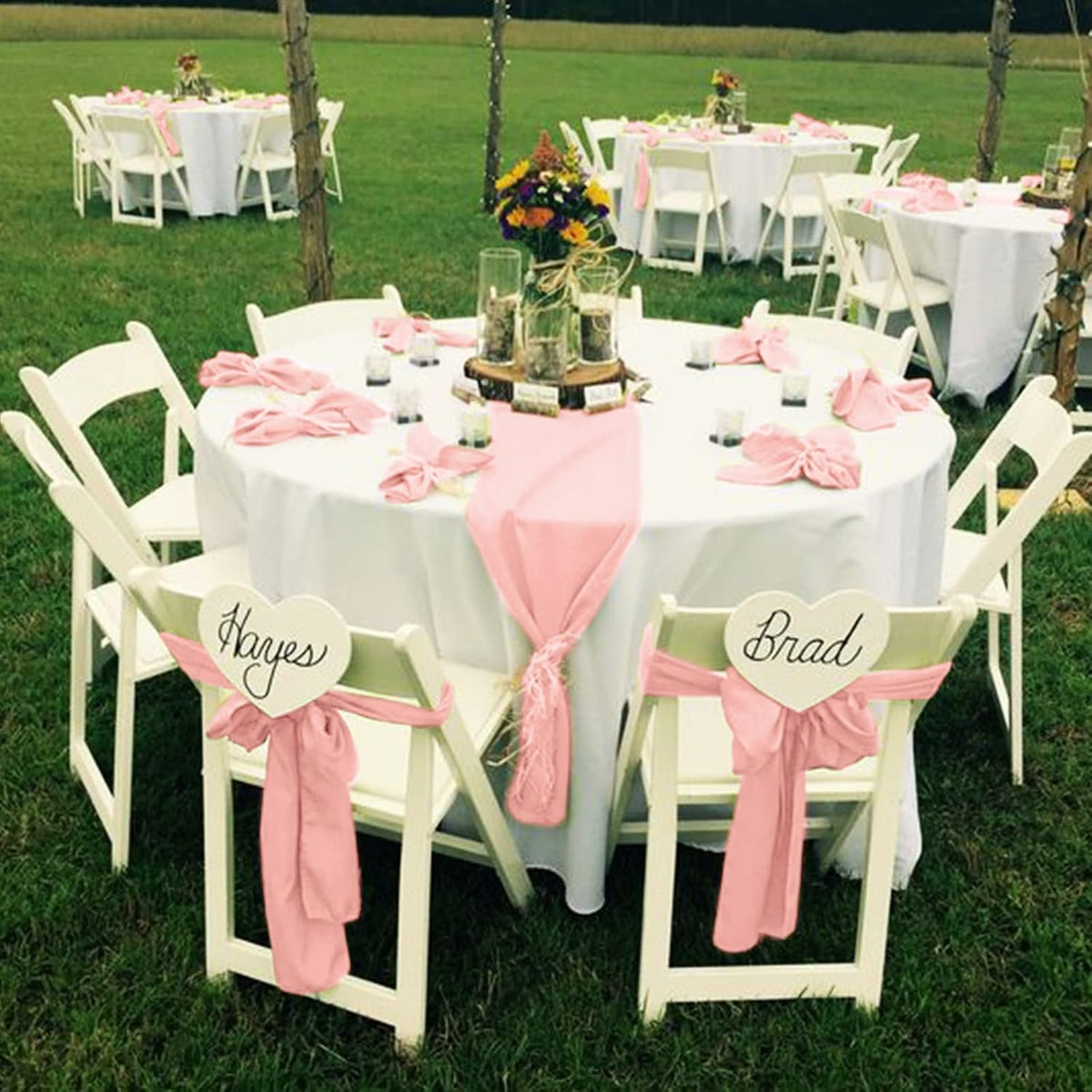 fani 120 PCS Rose Gold Satin Chair Sashes Bows Universal Chair Cover for Wedding Reception