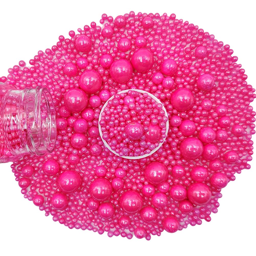 Edible Rose Pink Sugar Pearls Candy Sprinkles 120G/ 4.23Ounce Baking Cake Sprinkles Cupcake and